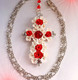 Kreuz Halskette mit Blumen und Perlen