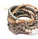 ♥Leather/Pearl♥ Armband hellgrau-beige-silber