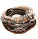 ♥Leather/Pearl♥ Armband hellgrau-nude-braun-taupe