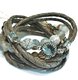 ♥Leather/Pearl♥ Armband in Taupe/Hellgrau/Braun