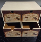 Shabby Chic Kommode im Cafeprint mit 4 Schubladen