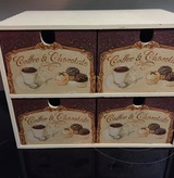 Shabby Chic Kommode im Cafeprint mit 4 Schubladen